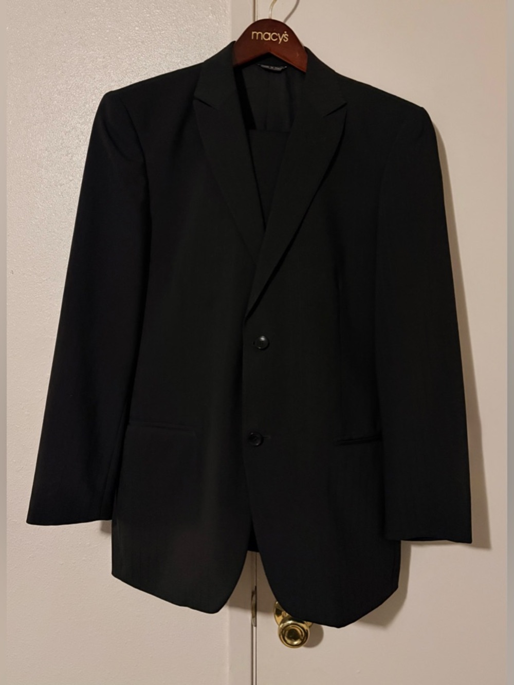 Men's Black Suit Set Two-Button Blazer W/ Matching Pants Set Made in Italy 50
